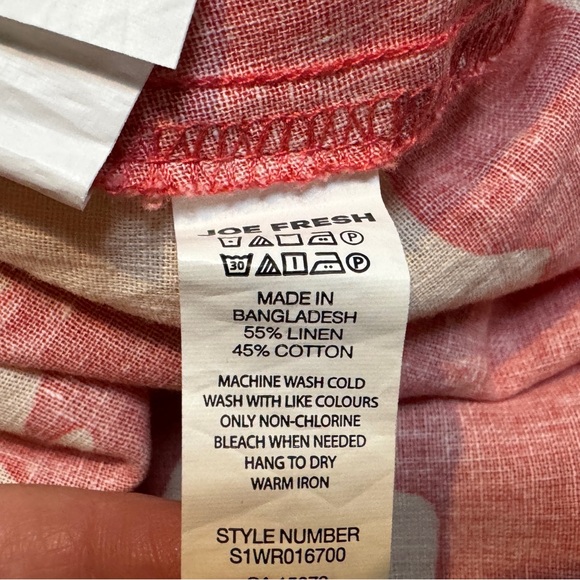 Coral Linen Cotton Floral Flared Midi Skirt 8 - Picture 4 of 4